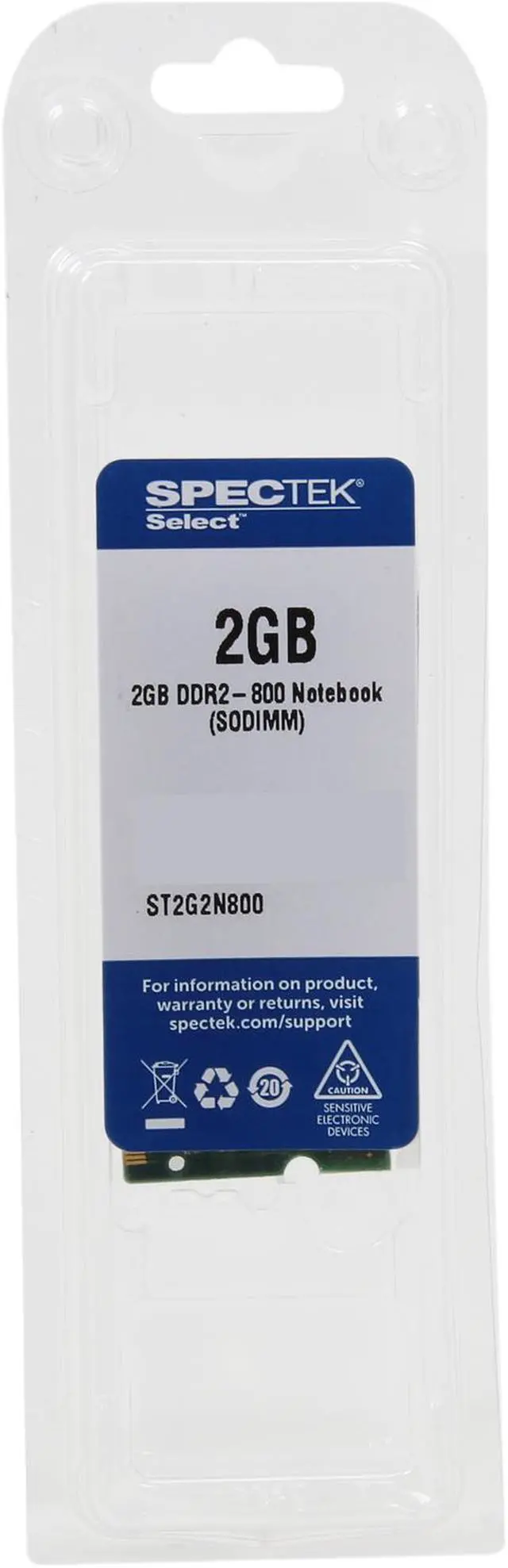 Alt view image 3 of 3 - SPECTEK by Micron Technology 2GB 200-Pin DDR2 SO-DIMM DDR2 800 (PC2 6400) Laptop Memory Model ST2G2N800