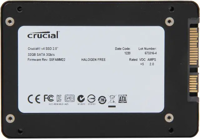 Alt view image 5 of 5 - Crucial V4 2.5" 32GB SATA II MLC Internal Solid State Drive (SSD) SSD Only CT032V4SSD2