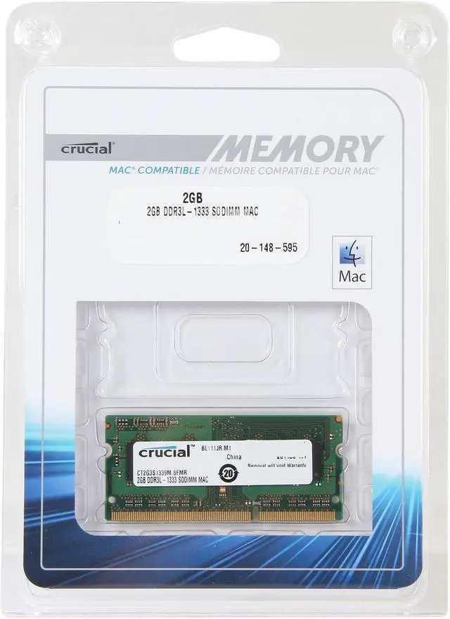 Alt view image 3 of 3 - Crucial 2GB DDR3 1333 (PC3 10600) Memory for Apple Model CT2G3S1339M