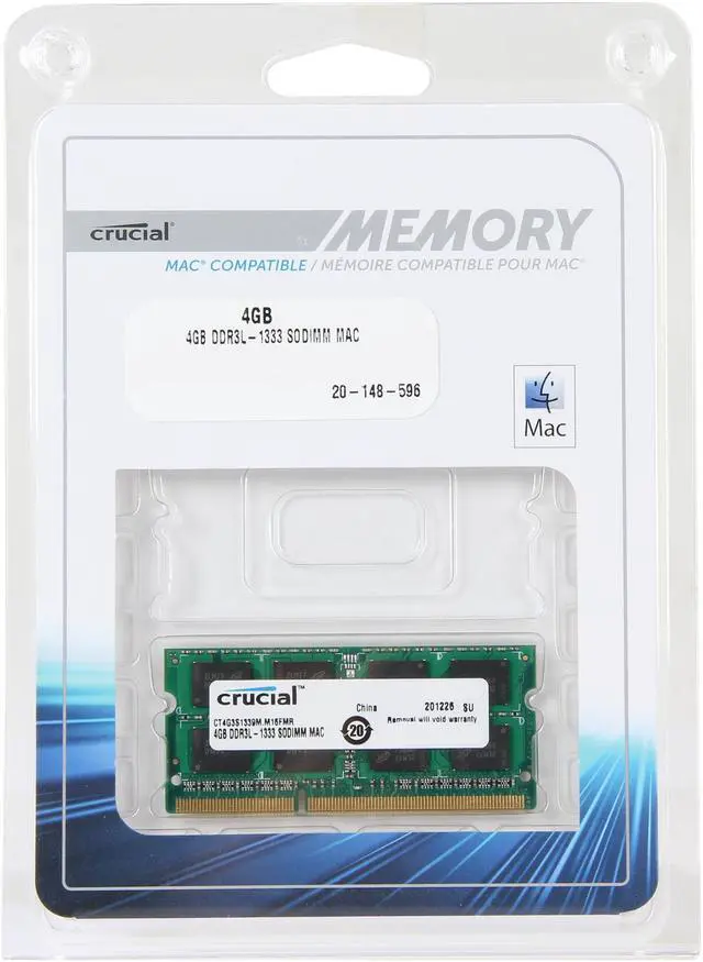 Alt view image 3 of 3 - Crucial 4GB DDR3 1333 (PC3 10600) Memory for Apple Model CT4G3S1339M