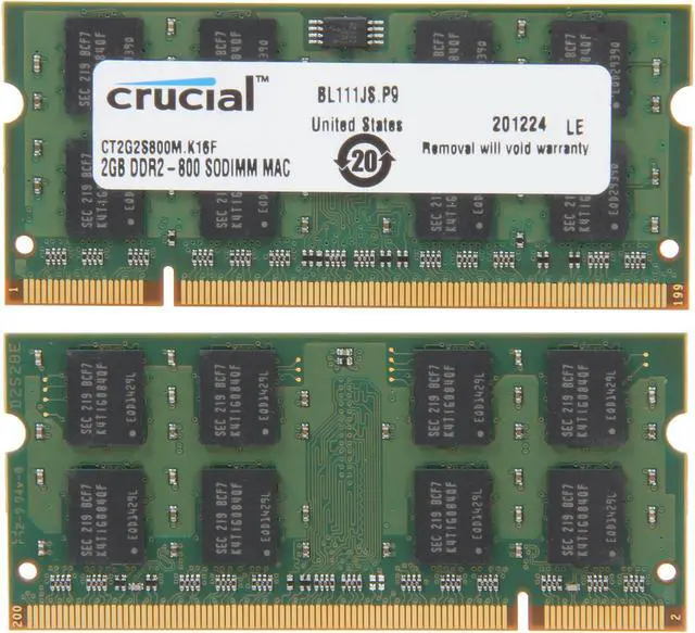 Alt view image 2 of 3 - Crucial Mac Series 4GB (2 x 2GB) DDR2 800 (PC2 6400) Memory for Apple Model CT2K2G2S800M