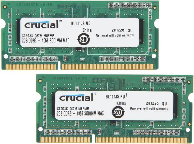 Main image of Crucial 4GB (2 x 2GB) DDR3 1066 (PC3 8500) Unbuffered Memory for Apple Model CT2K2G3S1067M