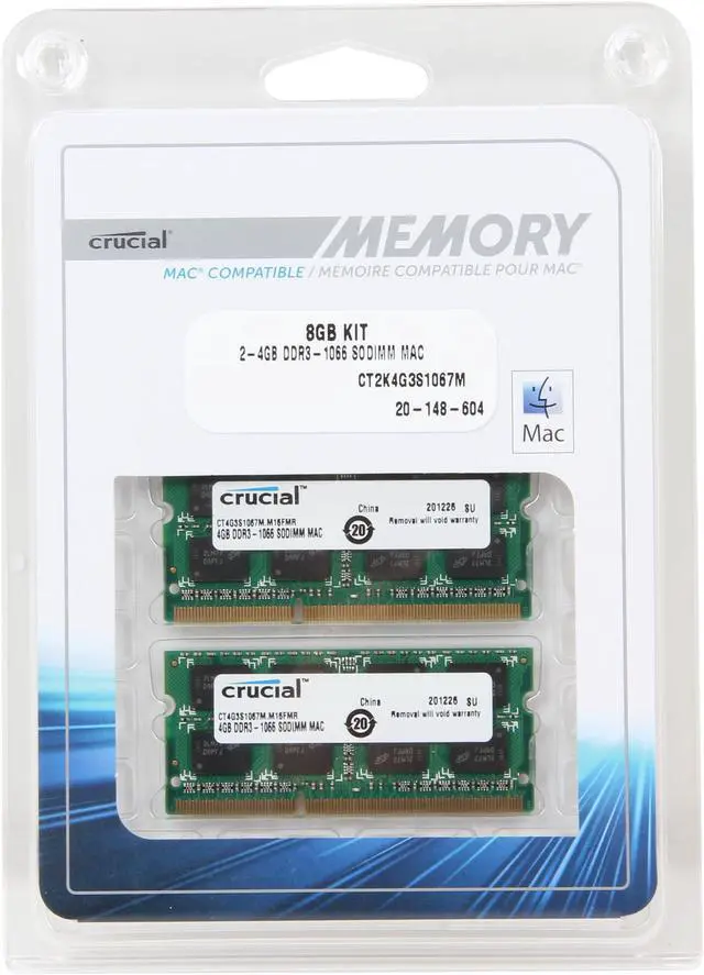 Alt view image 3 of 3 - Crucial 8GB (2 x 4GB) DDR3 1066 (PC3 8500) Unbuffered Memory for Mac Model CT2K4G3S1067M