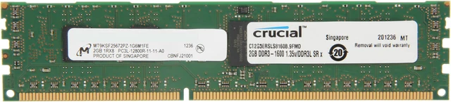 Crucial 2GB ECC Registered DDR3 1600 (PC3 12800) Server Memory