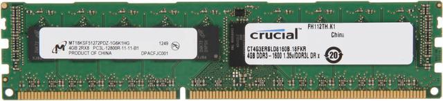 Crucial 4GB ECC Registered DDR3 1600 (PC3 12800) Server Memory Model  CT4G3ERSLD8160B