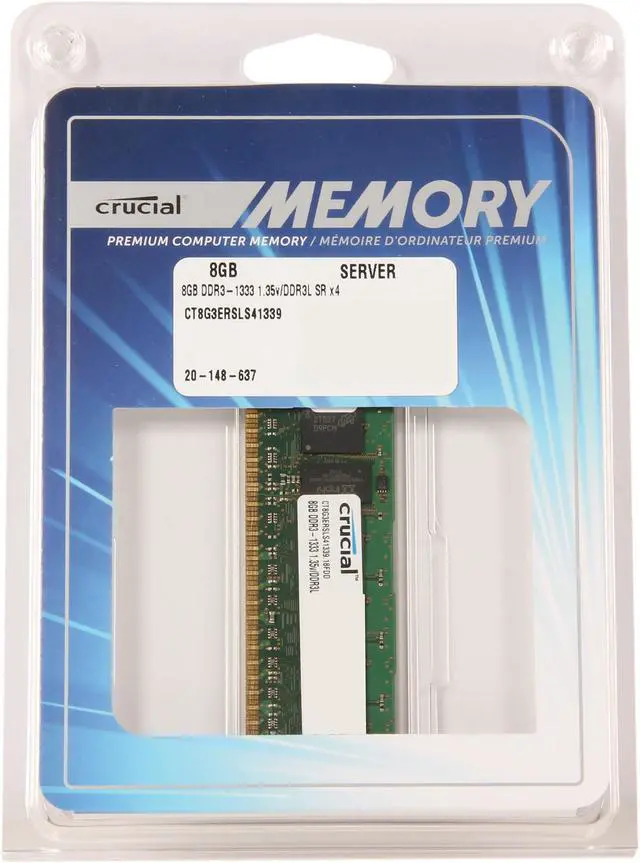Alt view image 3 of 3 - Crucial 8GB ECC Registered DDR3 1333 (PC3 10600) Server Memory Model CT8G3ERSLS41339