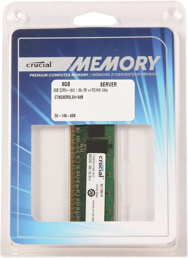 Alt view image 3 of 3 - Crucial 8GB ECC Registered DDR3 1600 (PC3 12800) Server Memory Model CT8G3ERSLS4160B