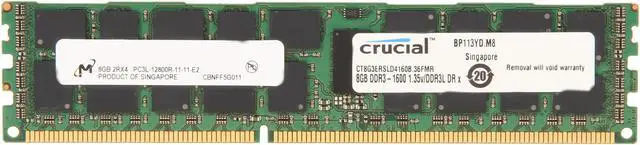 Main image of Crucial 8GB ECC Registered DDR3 1600 (PC3 12800) Server Memory Model CT8G3ERSLD4160B