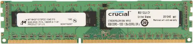 Main image of Crucial 8GB ECC Registered DDR3 1333 (PC3 10600) Server Memory Model CT8G3ERSLD81339
