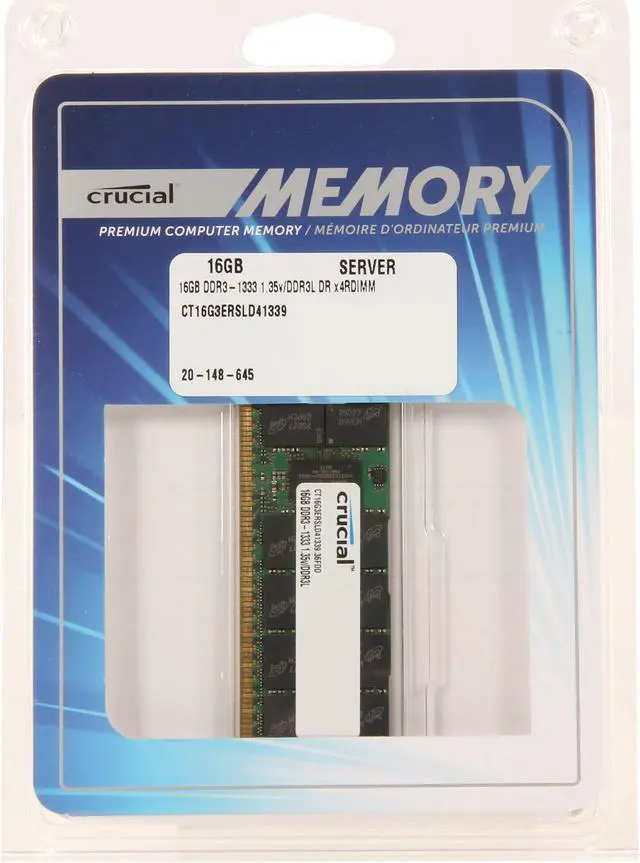 Alt view image 3 of 3 - Crucial 16GB ECC Registered DDR3 1333 (PC3 10600) Server Memory Model CT16G3ERSLD41339