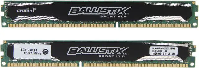 Alt view image 2 of 3 - Ballistix Sport 8GB (2 x 4GB) DDR3L 1600 (PC3L 12800) Low Profile Intel Desktop Memory Model BLS2K4G3D1609ES2LX0