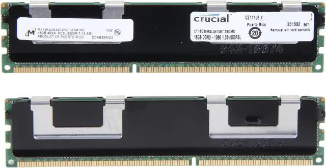 Alt view image 2 of 3 - Crucial 32GB (2 x 16GB) ECC Registered DDR3 1066 (PC3 8500) Server Memory Model CT2K16G3ERSLQ41067