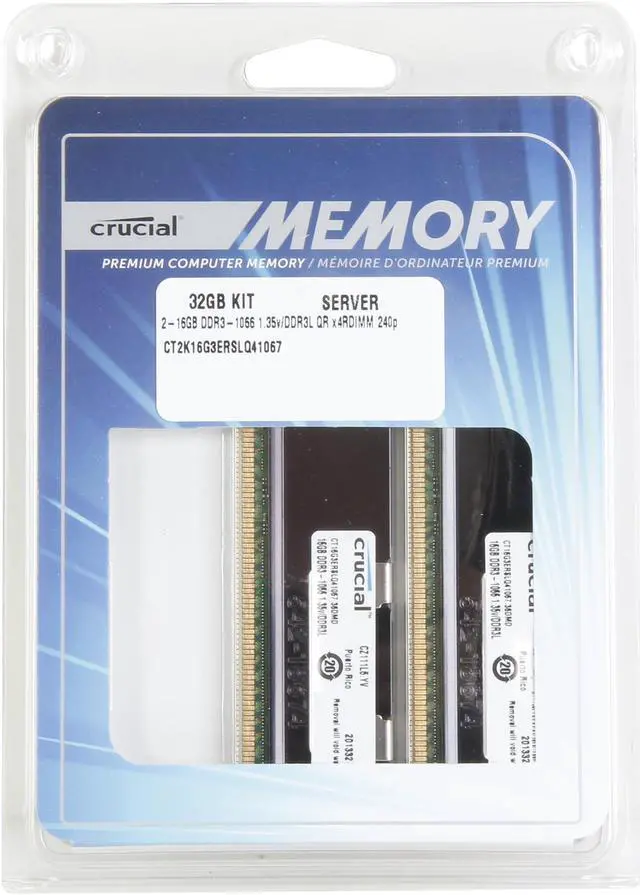 Alt view image 3 of 3 - Crucial 32GB (2 x 16GB) ECC Registered DDR3 1066 (PC3 8500) Server Memory Model CT2K16G3ERSLQ41067