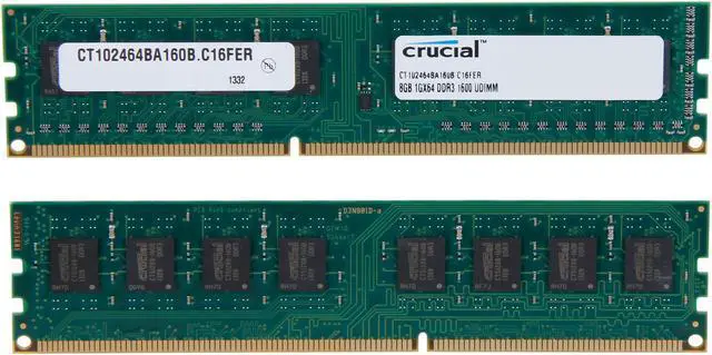 Alt view image 2 of 3 - Crucial 16GB (2 x 8GB) DDR3 1600 (PC3 12800) Desktop Memory Model CT2KIT102464BA160B