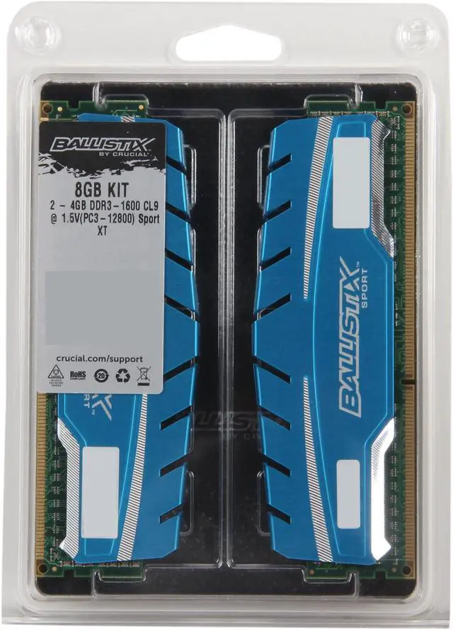 Alt view image 3 of 3 - Ballistix Sport 8GB (2 x 4GB) DDR3 1600 (PC3 12800) Desktop Memory Model BLS2K4G3D169DS3