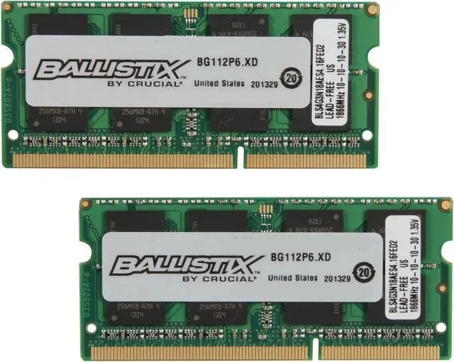 Alt view image 2 of 3 - Ballistix Sport SODIMM 8GB (2 x 4GB) 204-Pin DDR3 SO-DIMM DDR3 1866 (PC3 14900) Laptop Memory Model BLS2K4G3N18AES4