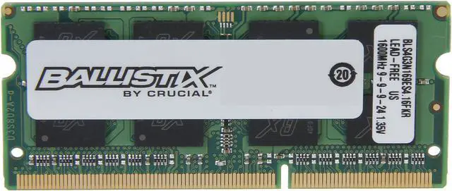 Alt view image 2 of 3 - Ballistix Sport SODIMM 4GB 204-Pin DDR3 SO-DIMM DDR3L 1600 (PC3L 12800) Laptop Memory Model BLS4G3N169ES4