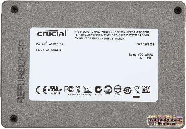 Alt view image 4 of 4 - Manufacturer Recertified Crucial M4 2.5" 512GB SATA III MLC 7mm Internal Solid State Drive (SSD) CT512M4SSD1
