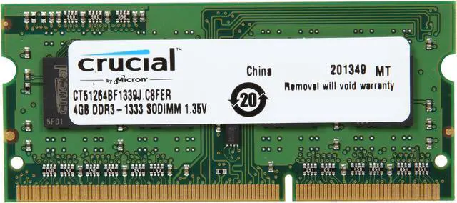 Main image of Crucial 4GB 204-Pin DDR3 SO-DIMM DDR3L 1600 (PC3L 12800) Laptop Memory Model CT51264BF1339
