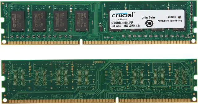 Alt view image 2 of 3 - Crucial 8GB (2 x 4GB) DDR3 1600 (PC3 12800) Desktop Memory Model CT2KIT51264BA160BJ