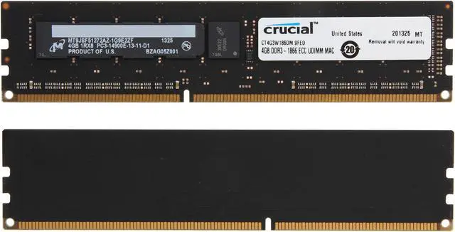 Alt view image 2 of 3 - Crucial 8GB (2 x 4GB) DDR3 1866 (PC3 14900) ECC Unbuffered Memory For Mac Pro Systems Model CT2K4G3W186DM