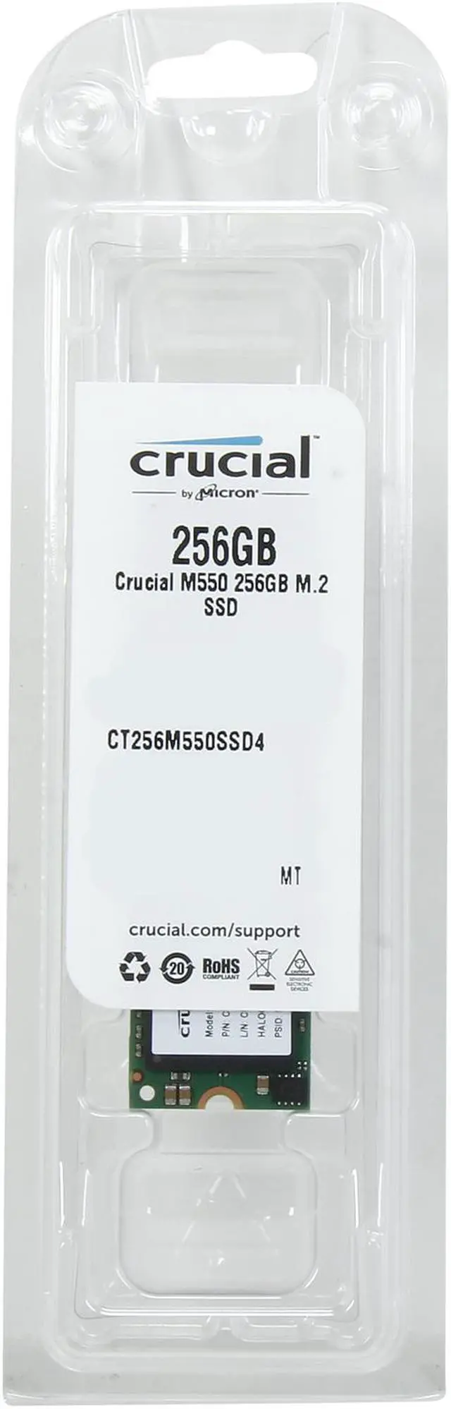 Alt view image 3 of 3 - Crucial M550 M.2 Type 2280 256GB SATA 6Gb/s MLC Internal Solid State Drive (SSD) CT256M550SSD4