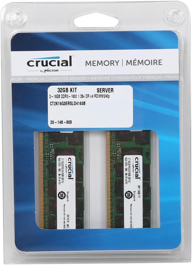 Crucial 32GB (2 x 16GB) ECC Registered DDR3 1600 (PC3 12800