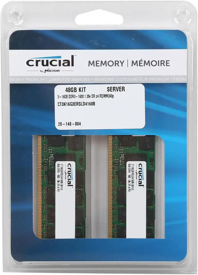Alt view image 3 of 3 - Crucial 48GB (3 x 16GB) ECC Registered DDR3 1600 (PC3 12800) Server Memory Model CT3K16G3ERSLD4160B