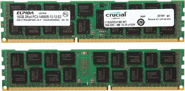 DDR3-1866 32GB (16GB×2) SODIMM – Crucial Crucial CT2K16G3R186DM 32GB Kit (16GBx2) DDR3 1866 MT/s (PC3-14900