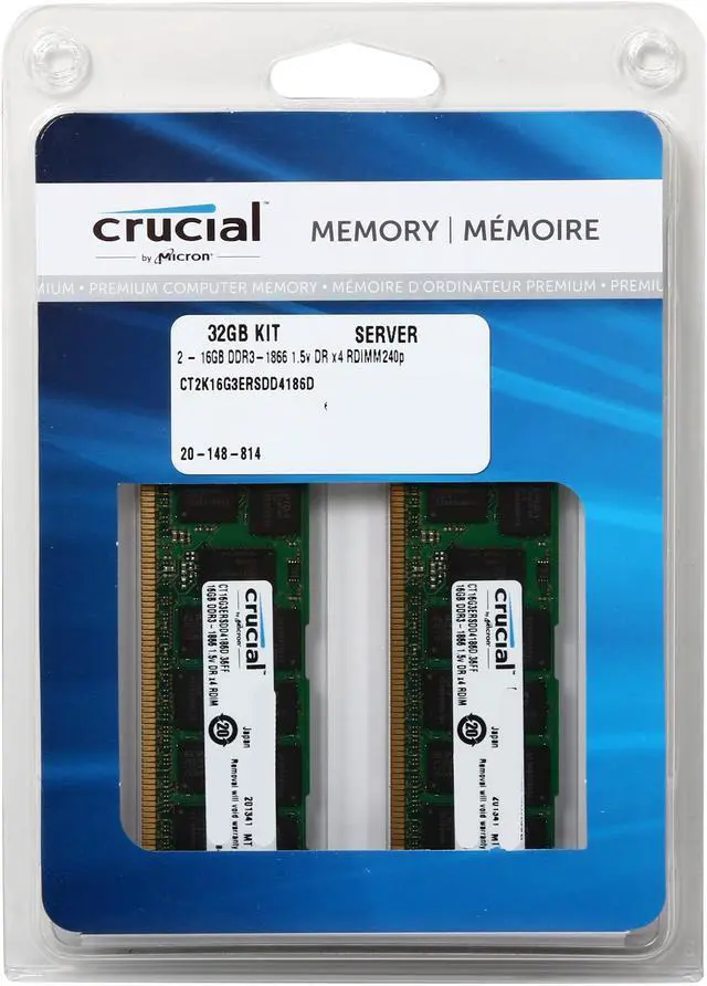 Crucial 32GB (2 x 16GB) ECC ECC Chipkill Registered DDR3 1866 (PC3