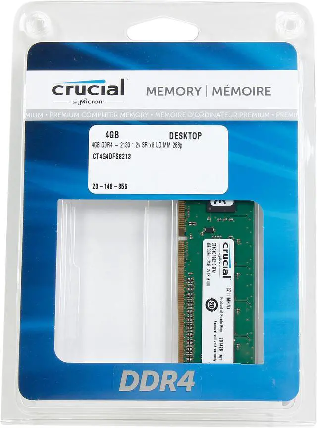 Alt view image 3 of 3 - Crucial 4GB DDR4 2133 (PC4 17000) Desktop Memory Model CT4G4DFS8213