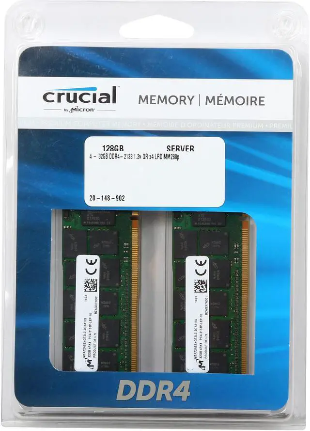 Alt view image 3 of 3 - Crucial 128GB (4 x 32GB) ECC DDR4 2133 (PC4 17000) Server Memory Model CT4K32G4LFQ4213
