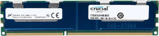 Main image of Crucial 32GB ECC Load Reduced DDR3 1600L (PC3 12800) Server Memory Model CT32G3ELSLQ4160B