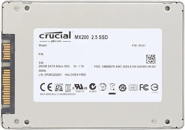 Alt view image 4 of 5 - Crucial MX200 2.5" 250GB SATA III MLC Internal Solid State Drive (SSD) CT250MX200SSD1