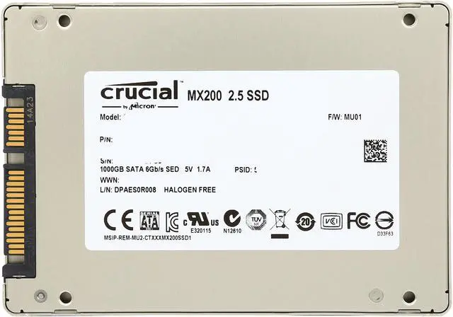 Alt view image 5 of 5 - Crucial MX200 2.5" 1TB SATA 6Gbps (SATA III) Micron 16nm MLC NAND Internal Solid State Drive (SSD) CT1000MX200SSD1