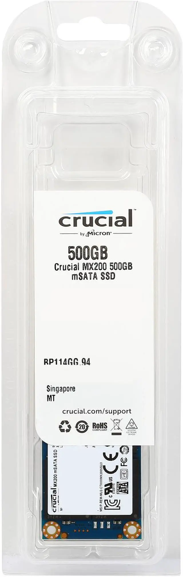 Alt view image 4 of 4 - Crucial MX200 mSATA 500GB SATA 6Gbps (SATA III) Micron 16nm MLC NAND Internal Solid State Drive (SSD) CT500MX200SSD3