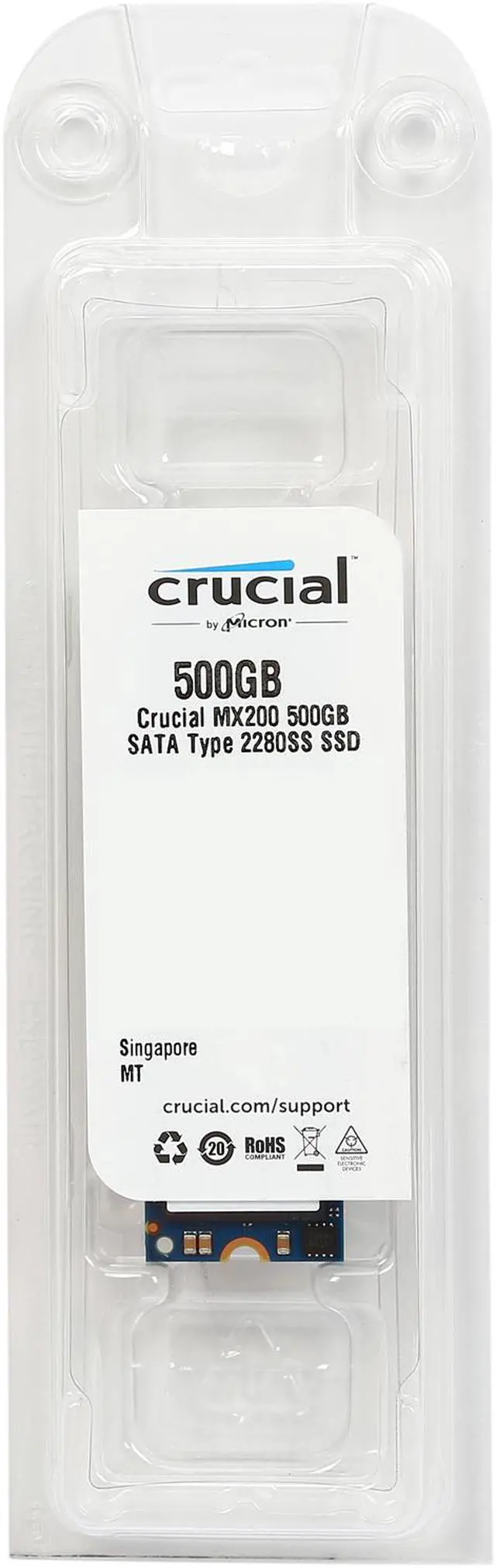 Alt view image 4 of 4 - Crucial MX200 M.2 Type 2280SS (Single Sided) 500GB SATA 6Gbps (SATA III) Micron 16nm MLC NAND Internal Solid State Drive (SSD) CT500MX200SSD4