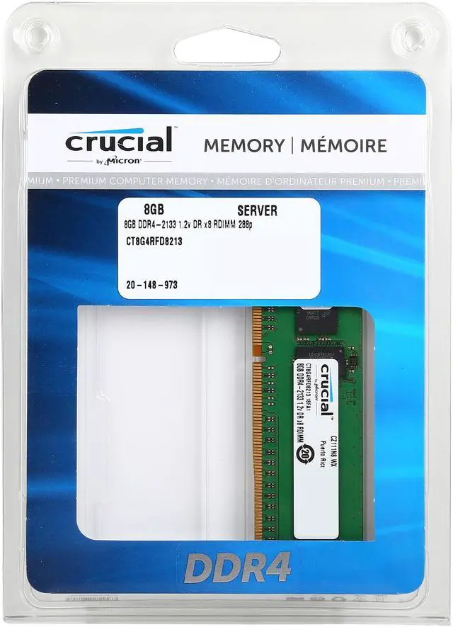 Alt view image 3 of 3 - Crucial 8GB ECC Registered DDR4 2133 (PC4 17000) Server Memory Model CT8G4RFD8213