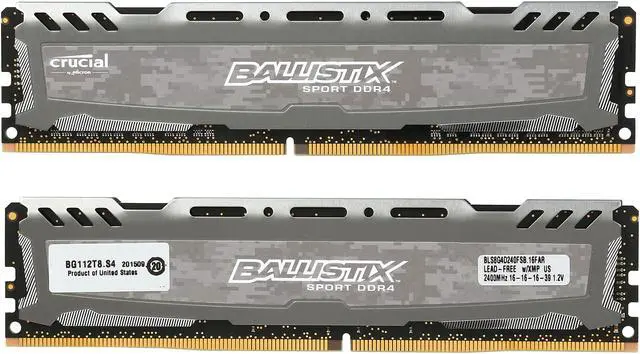Alt view image 3 of 4 - Ballistix Sport LT 32GB (4 x 8GB) DDR4 2400 (PC4 19200) Memory Model BLS4K8G4D240FSB