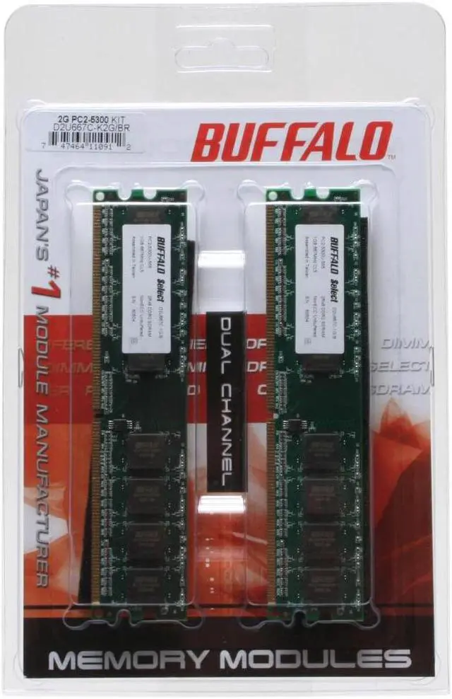 Open Box: BUFFALO Select 2GB (2 x 1GB) DDR2 667 (PC2 5300) Dual Channel ...