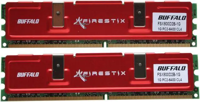 Main image of BUFFALO Firestix 2GB (2 x 1GB) DDR2 800 (PC2 6400) Dual Channel Kit Desktop Memory Model FSX800D2C-K2G