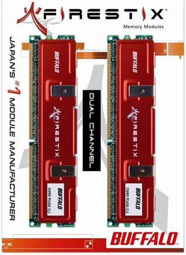 Alt view image 2 of 2 - BUFFALO Firestix 2GB (2 x 1GB) DDR2 800 (PC2 6400) Dual Channel Kit Desktop Memory Model FSX800D2C-K2G