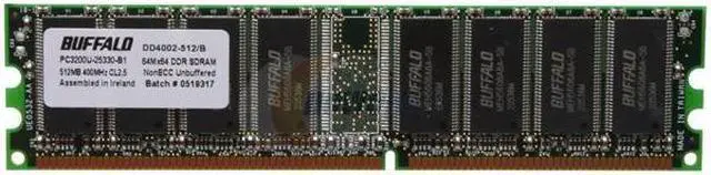 Main image of BUFFALO 512MB DDR 400 (PC 3200) System Memory Model DD 4002-512