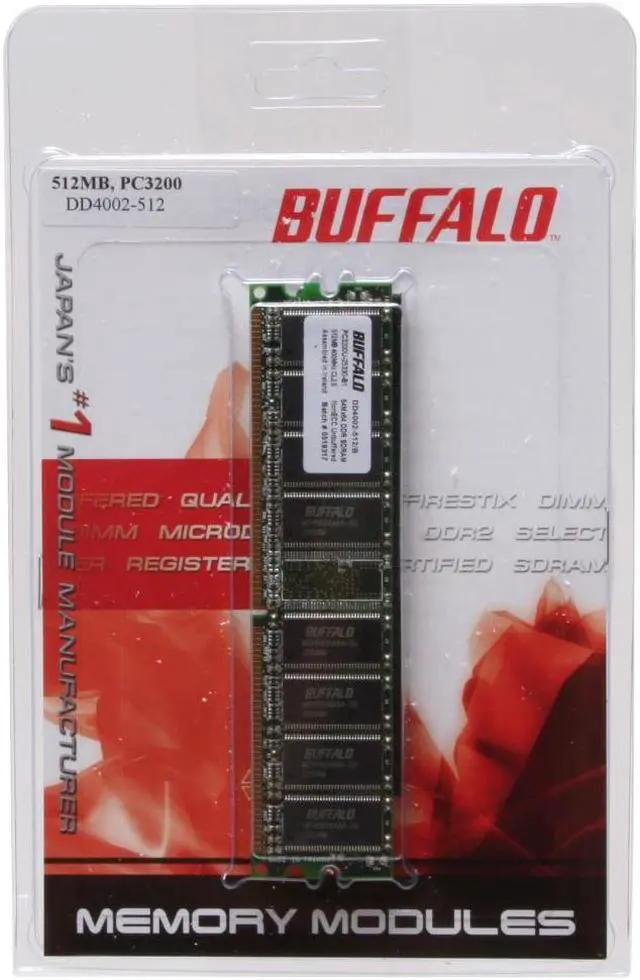 Alt view image 2 of 2 - BUFFALO 512MB DDR 400 (PC 3200) System Memory Model DD 4002-512