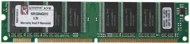 Alt view image 2 of 3 - Kingston ValueRAM 512MB Unbuffered PC 133 Desktop Memory Model KVR133X64C3/512