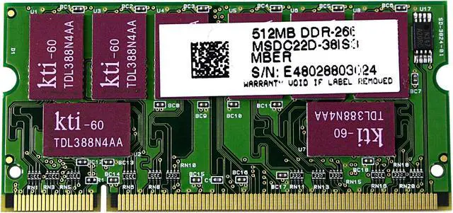 Main image of KINGMAX 512MB 200-Pin DDR SO-DIMM DDR 266 (PC 2100) Laptop Memory Model MSDC22F - OEM