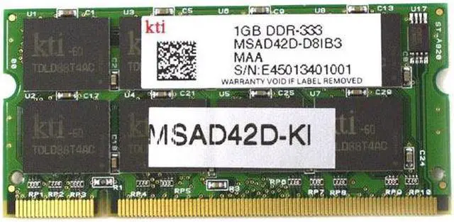 Main image of KINGMAX 1GB 200-Pin DDR SO-DIMM DDR 333 (PC 2700) Laptop Memory Model MSAD42F-KI - OEM