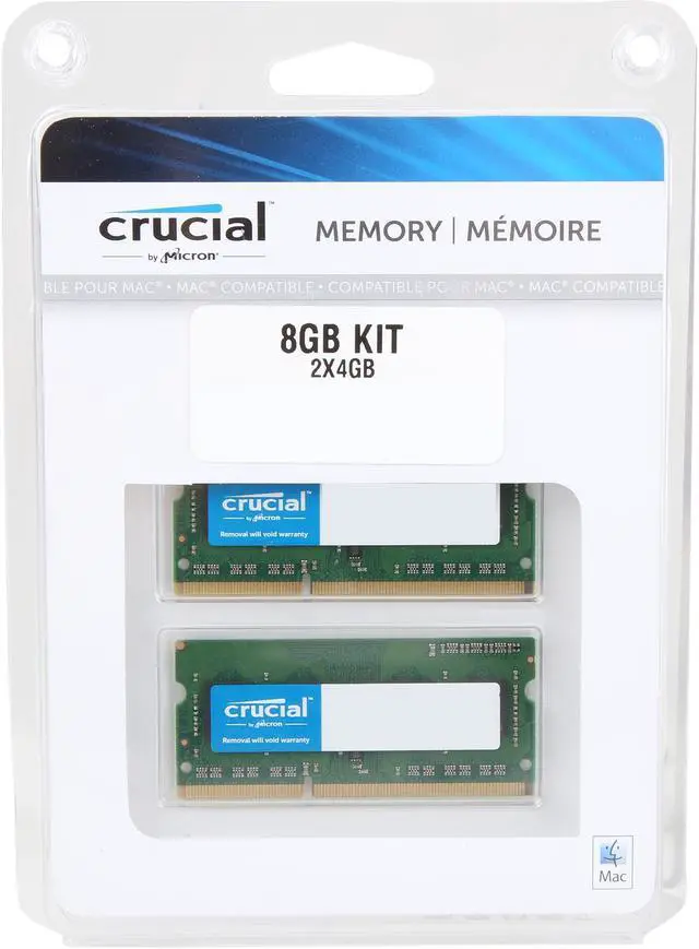 Alt view image 3 of 3 - Crucial 8GB (2 x 4GB) DDR3L 1600 (PC3L 12800) ECC Unbuffered Memory for Mac Model CT2K4G3S160BJM