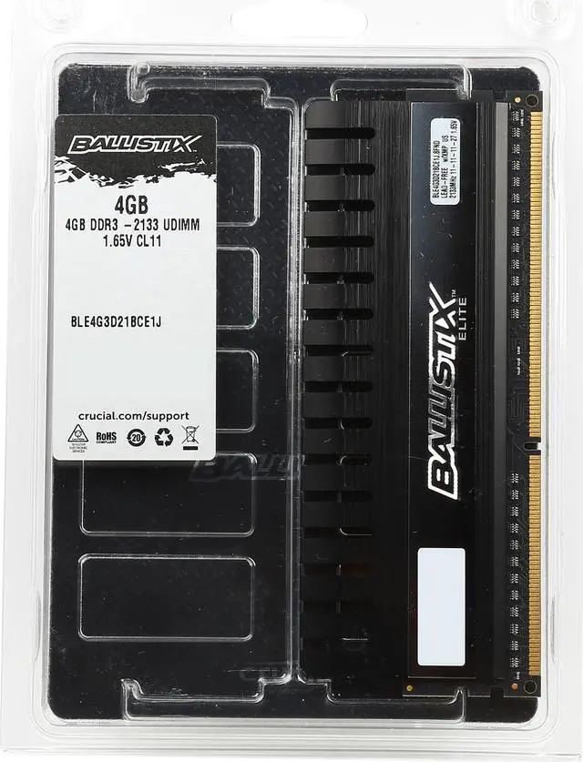 Alt view image 2 of 2 - Ballistix Elite 4GB Single DDR3 2133 MT/s (PC3-17000) UDIMM 240-Pin Memory - BLE4G3D21BCE1J