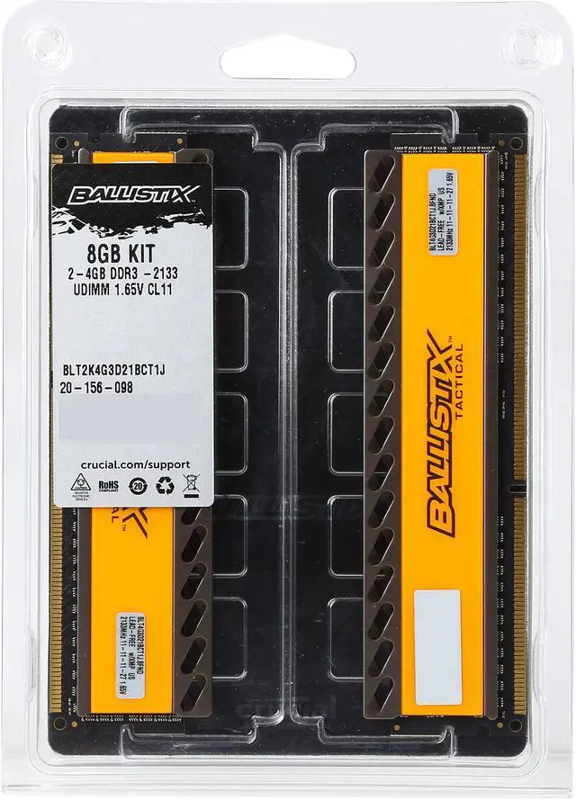 Alt view image 2 of 2 - Ballistix Tactical 8GB Kit (4GBx2) DDR3 2133 MT/s (PC3-17000) UDIMM 240-Pin - BLT2K4G3D21BCT1J
